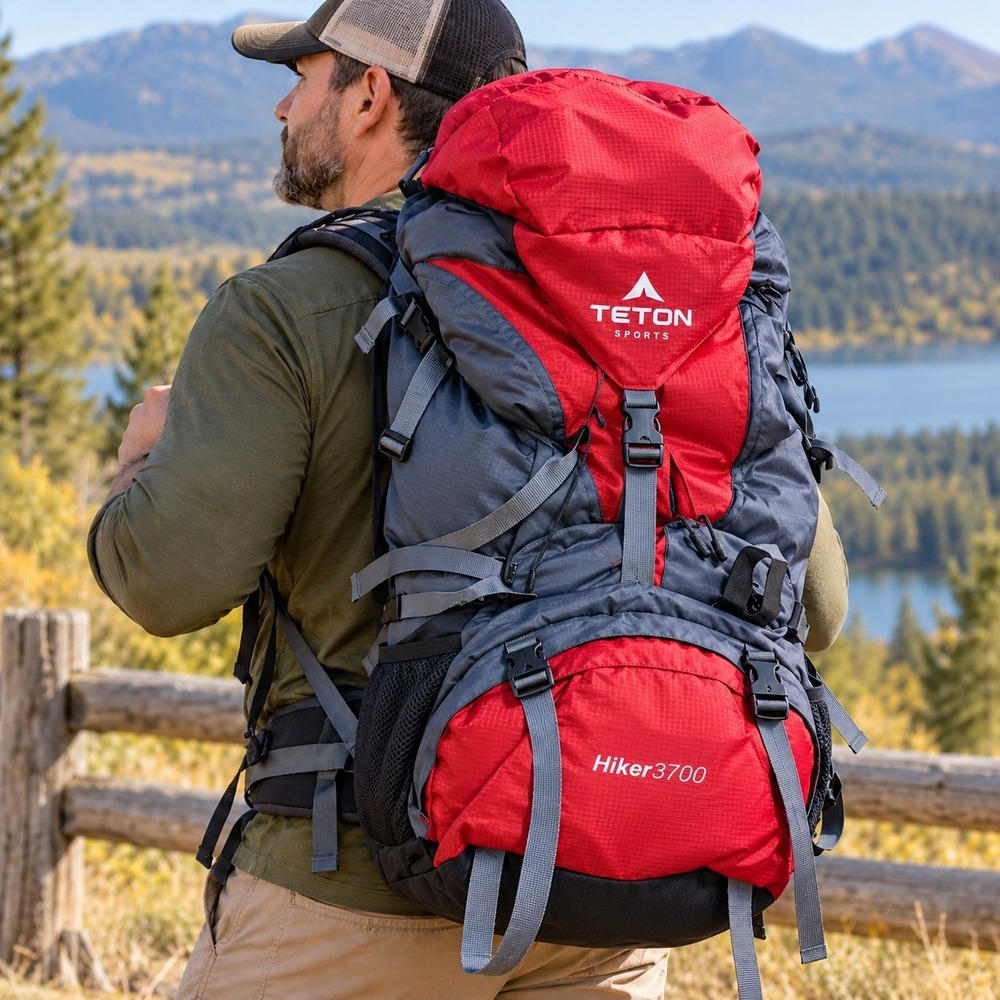 Teton Sports Hiker 3700 - Hiking Camping Backpack Raincover Internal Frame 60L